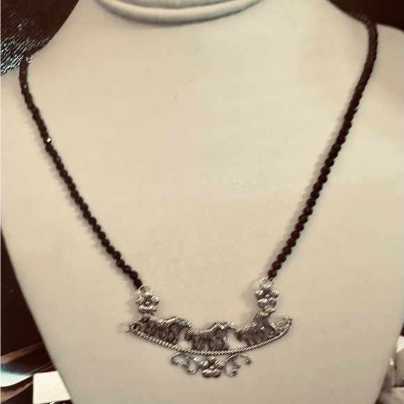 Sparkling Black Spinel Beaded 20" Sterling Silver Horse Necklace NWT - Picture 7 of 10